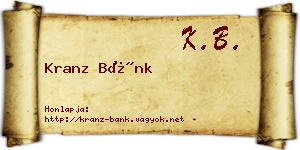 Kranz Bánk névjegykártya
